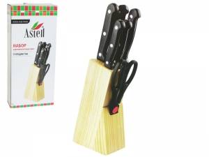 Купить Набор ножей 7 предметов на деревянной подставке с ножницами