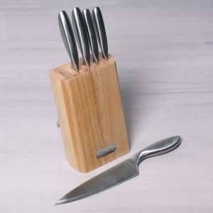 «Набор ножей 6 предметов нерж с полыми ручками, на деревянной подставке» - фото 1