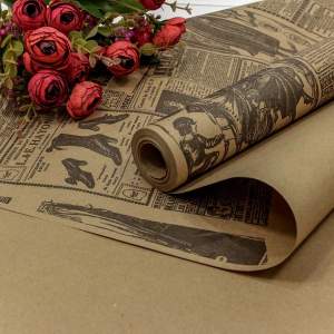 Купить Бумага крафт цветочная "Газета" 70см*10м