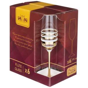 «Набор бокалов для шампанского 6шт 175мл "Line Gold"» - фото 1