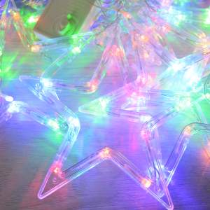 «Гирлянда электрическая "Бахрома" 2,5м*0,9м 120 цветных ламп LED с насадками Звезда (6+6шт)» - фото 1