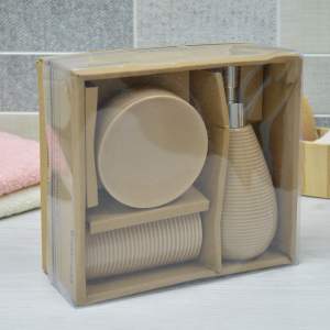 «Набор для ванной комнаты керамический 3 предмета "Сантана" бежевый» - фото 4